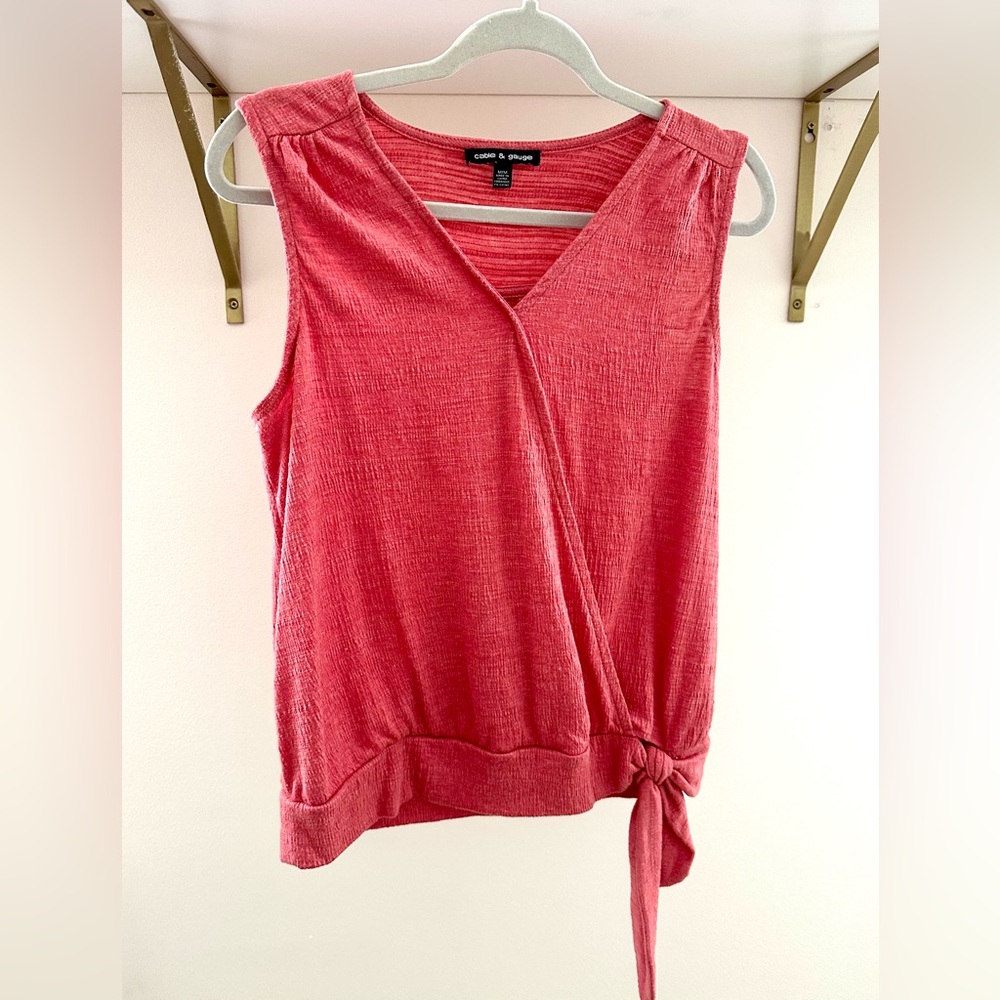Cable & Gauge Pink Sleeveless Wrap Tank Top
